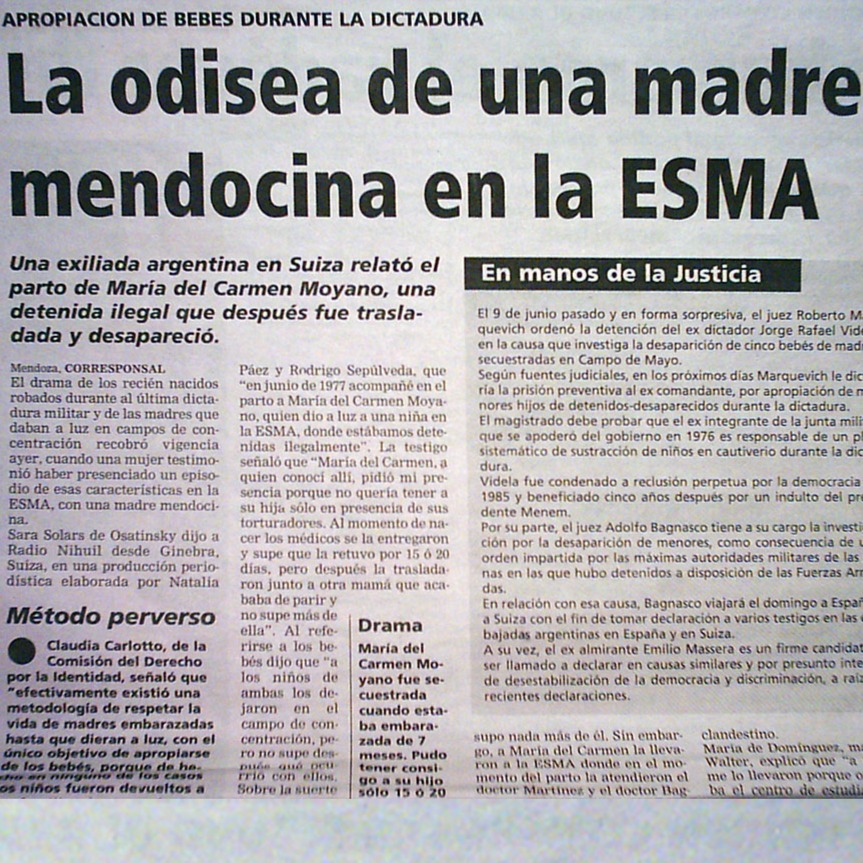 Fines de los años 90. La prensa da cuenta del caso Poblete-Moyano.